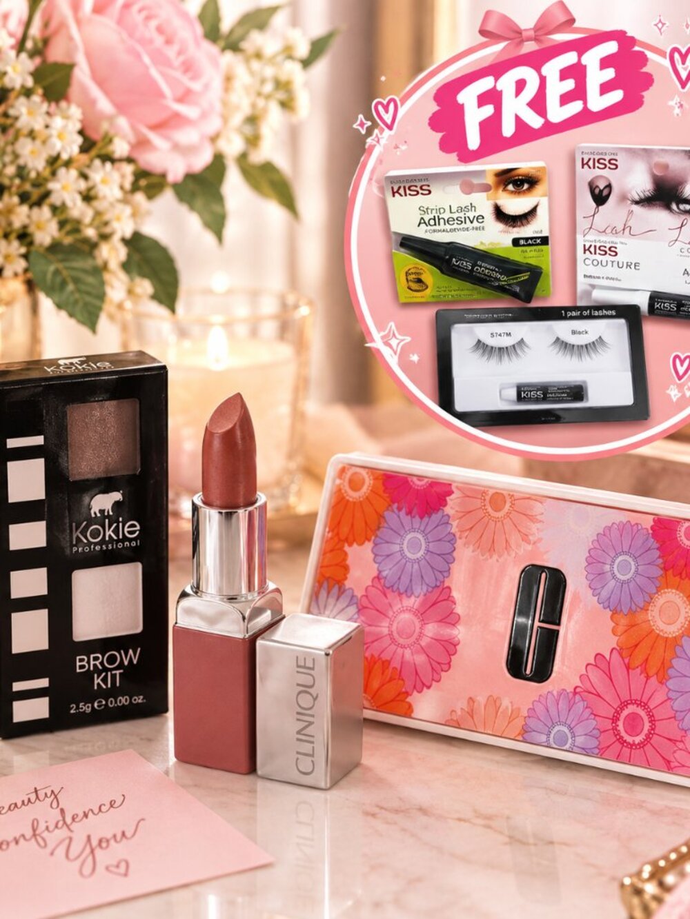 Bundle: Brandnew Clinique Limited Edition & Kokie Custom Travel Makeup